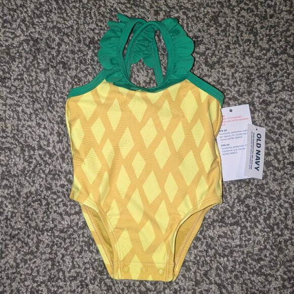 NWT Old Navy Pineapple One-Piece Swimsuit for Baby, 0-3m - Picture 1 of 3